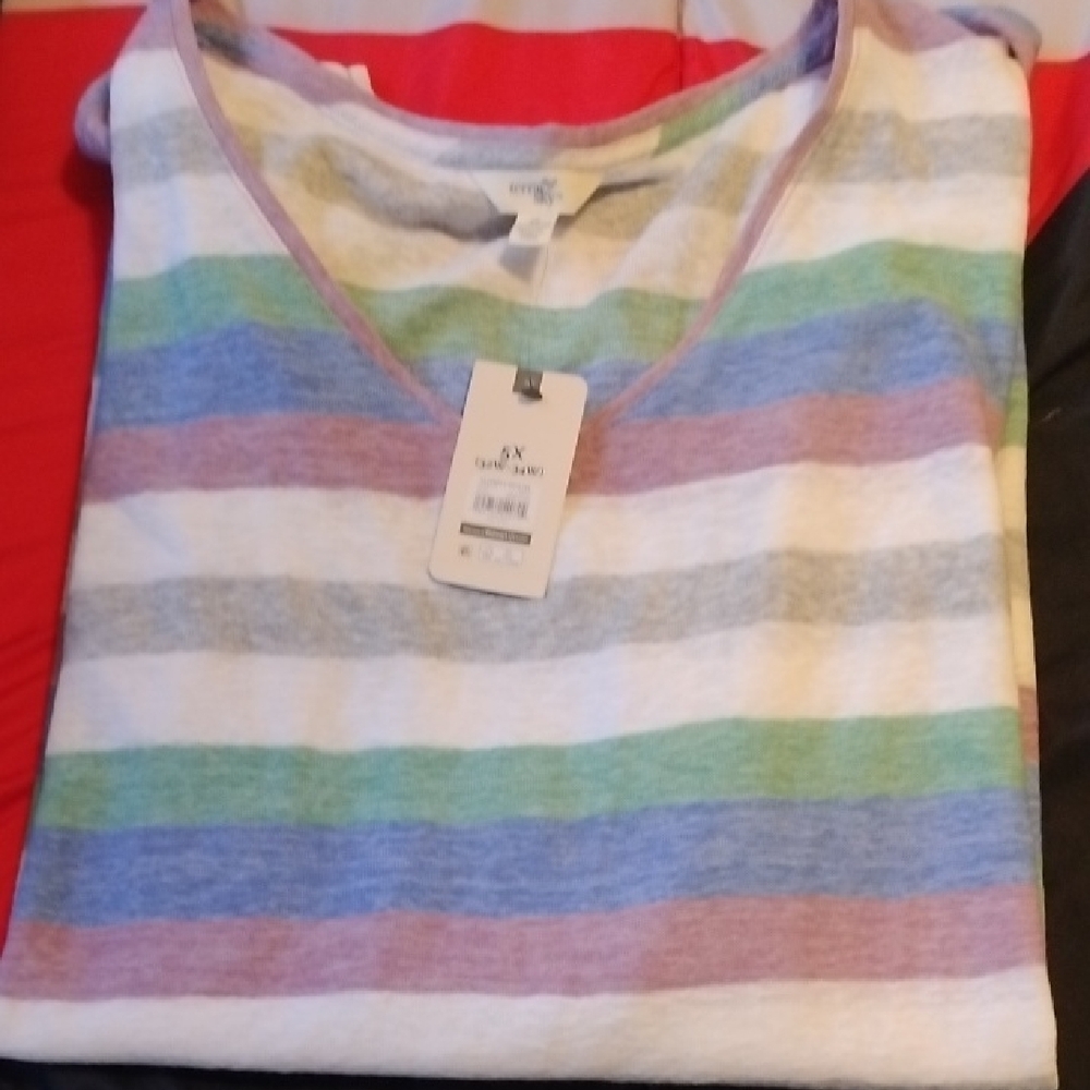 Colorful Striped V-Neck Top